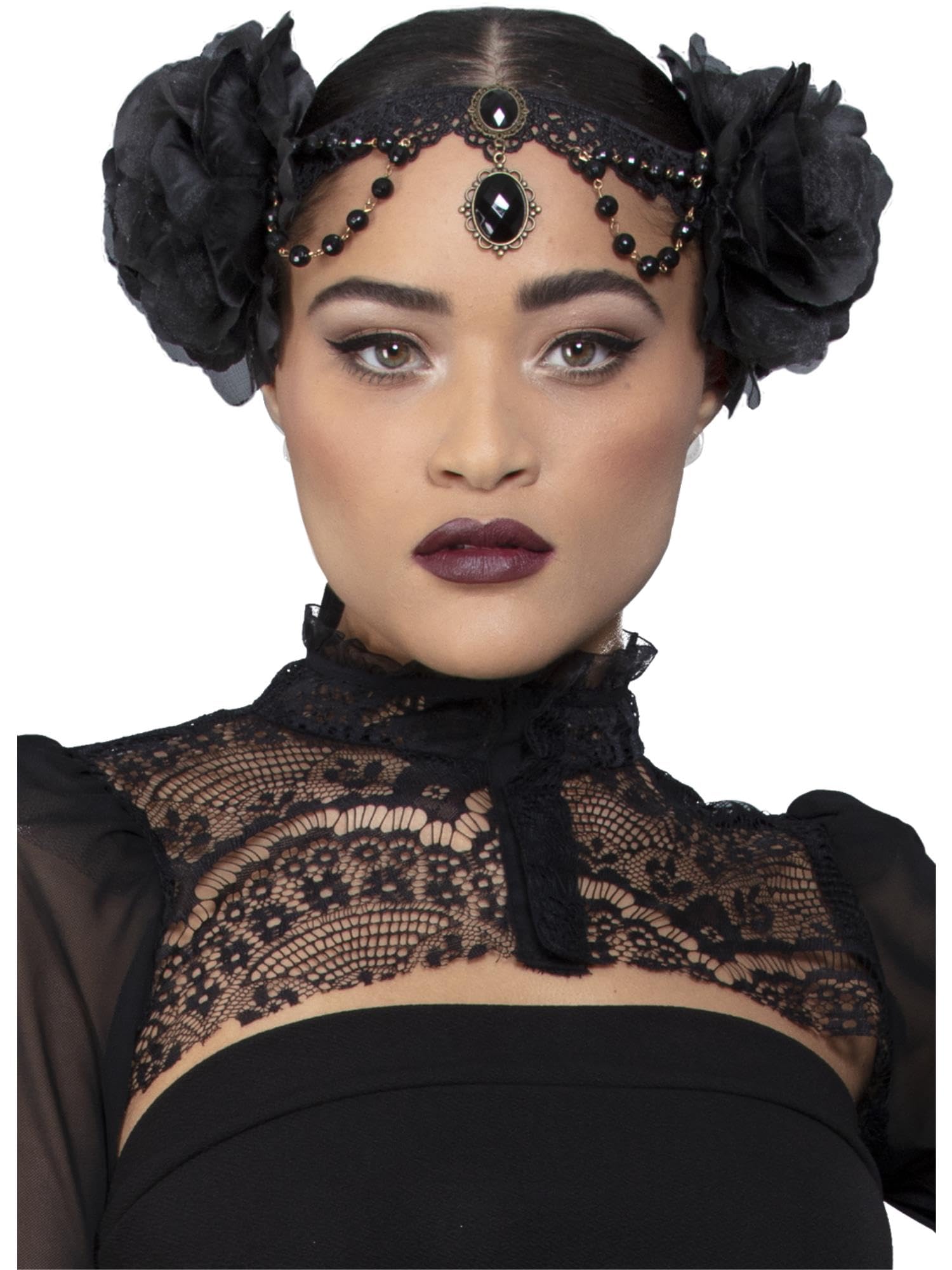 Smiffys Fever Deluxe Rose Embellished Headpiece, Fever Accessories Fancy Dress, Halloween Fancy Dress Accessories Dress Up Accessories