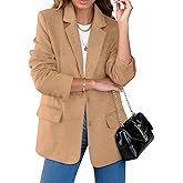 Cicy Bell Women's Woolen Blazer Jackets Casual Long Sleeve Notch Lapel Open Front Work Office Blazers