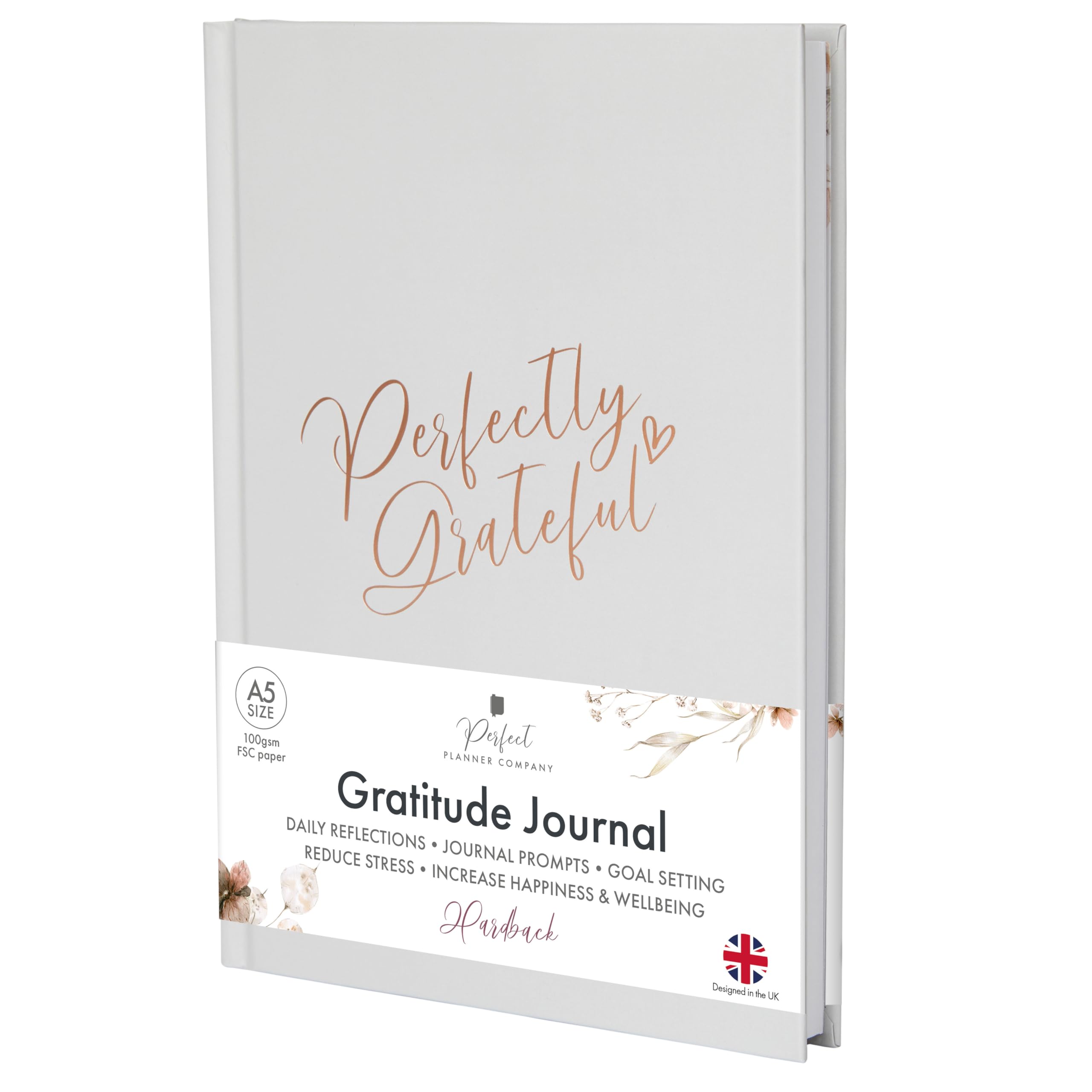 Gratitude Journal - For Gratitude and Daily Reflections - Selfcare Journal for Women and Teenagers - Reduce Stress and Overwhelm. Dove Grey by Perfect Planner Company