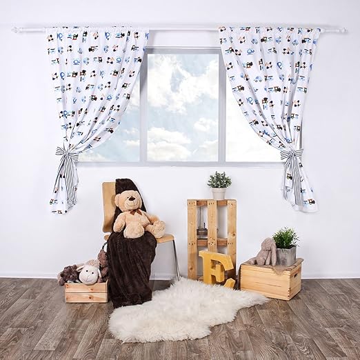 LULANDO Kinderzimmer Vorhänge Kindervorhänge Gardinen (155 cm x 120 cm) mit zwei Schleifenbändern zum Verzieren. In kinderfre