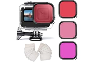 OKFUN 60M/169FT Waterproof Housing Case for Go Pro Hero 12/11/10/9 Black,Protective Underwater Dive Housing Shell for Go Pro Hero12 Hero11 Hero10 Hero9 Action Camera with 3 Pack Filters