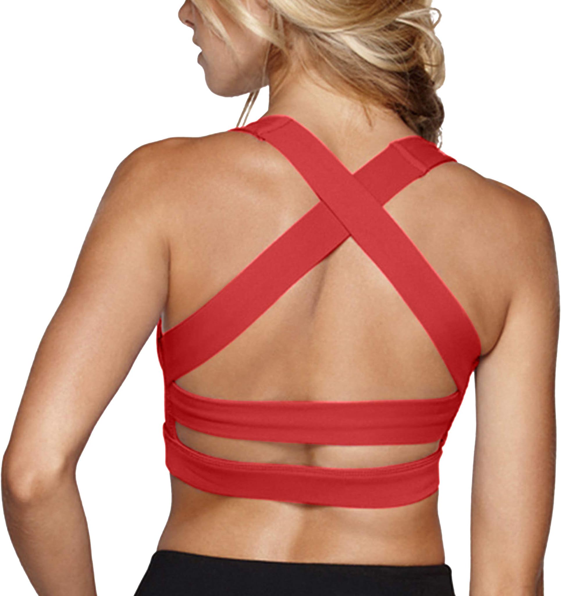 Women's Sports Bra Criss Cross Racerback High Impact Yoga Running Wirefree Bras - Yoga Gym Workout Bra