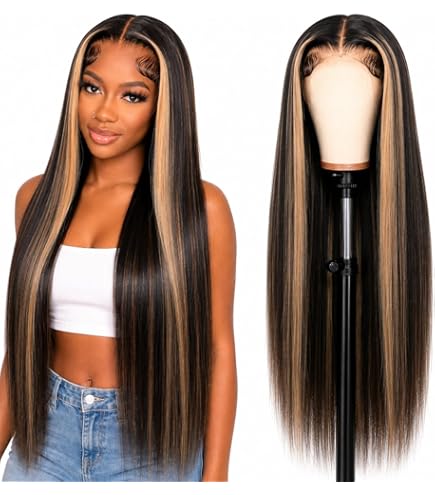 Veralux Blend Human Hair Glueless Lace Wig 28 Inch Straight HD Lace Beginner Amazon.com : Frodio Straight Lace Front Wigs Veralux™ Blend  main image 4