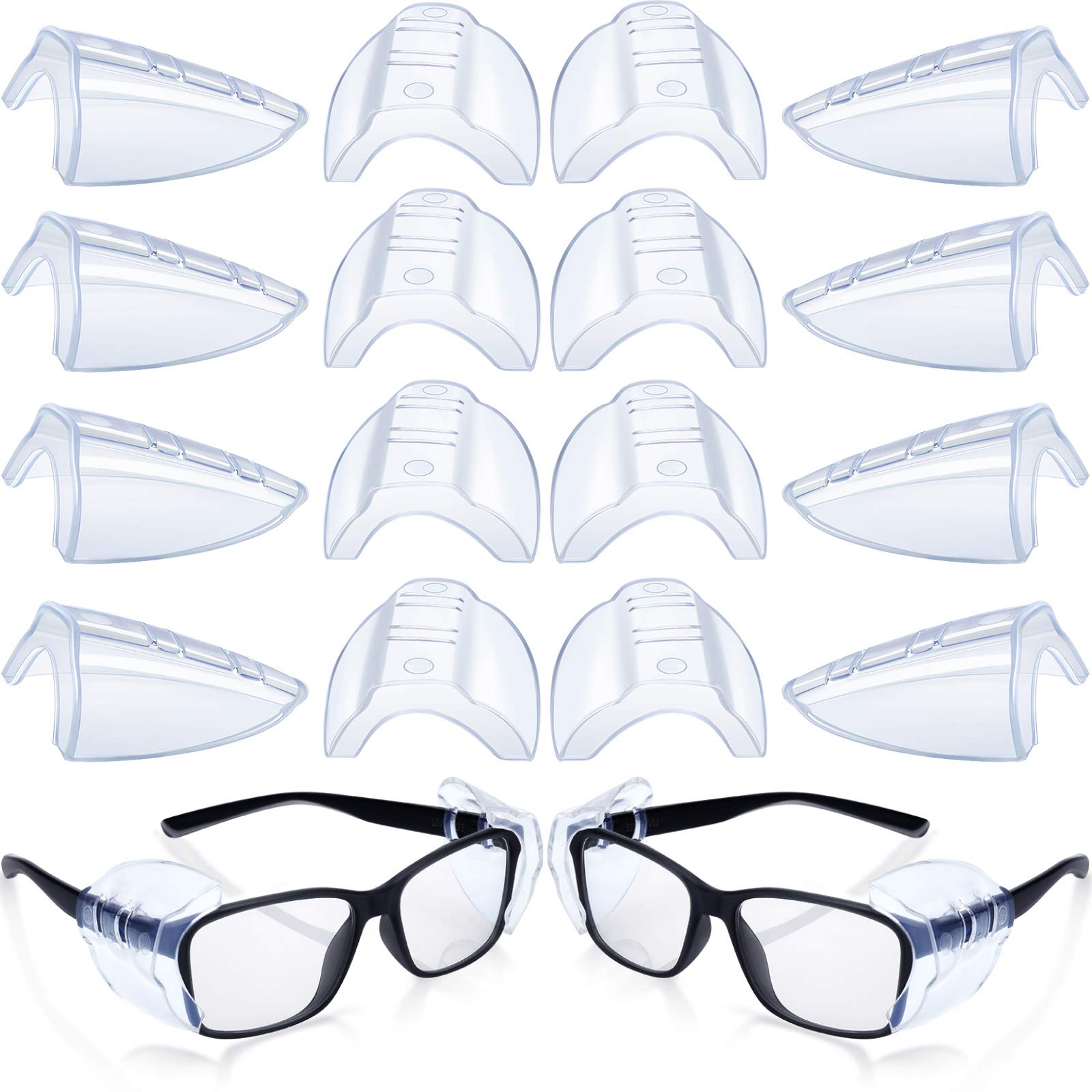 8 Pairs Safety Eye Glasses Side Shields Slip Clear Flexible Slip On Shield Fits Small Medium Eyeglasses Added More Protection on Safety Glasses (Transparent)