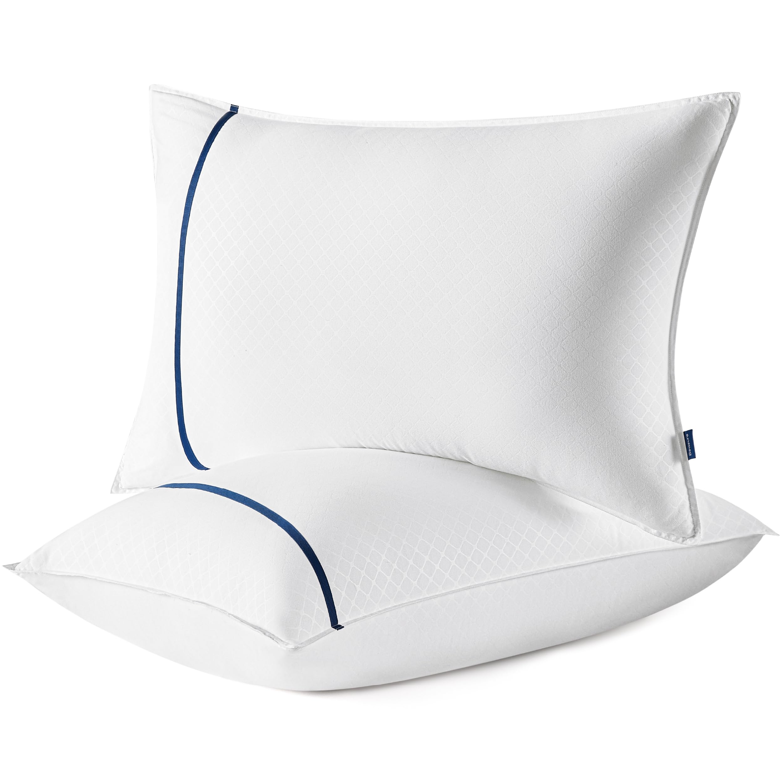 Bedsure Hotel Pillows Standard Size, Set of 2 - Luxury Bed Pillows for Sleeping, Decoration Strip Diamond Design Cover, Fluffy Original Down Alternative Filling for Side, Back or Stomach Sleepers