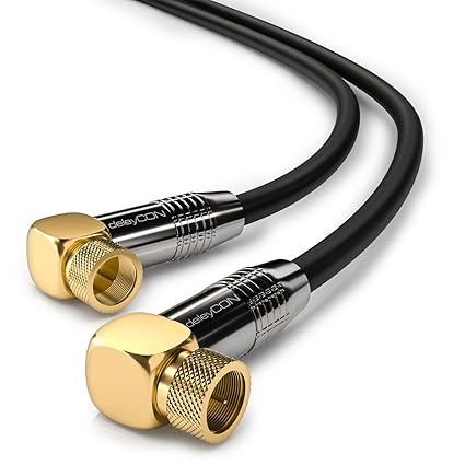 deleyCON 3m SAT Antennenkabel HDTV Satellitenkabel gewinkelt Koaxialkabel - F-Stecker (90° Grad) zu F-Stecker (90° Grad) - Sc