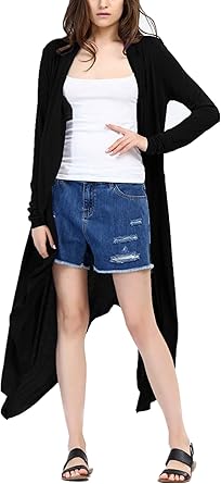Lemosery Women S Solid Color Long Sleeves Open Front Floor Length