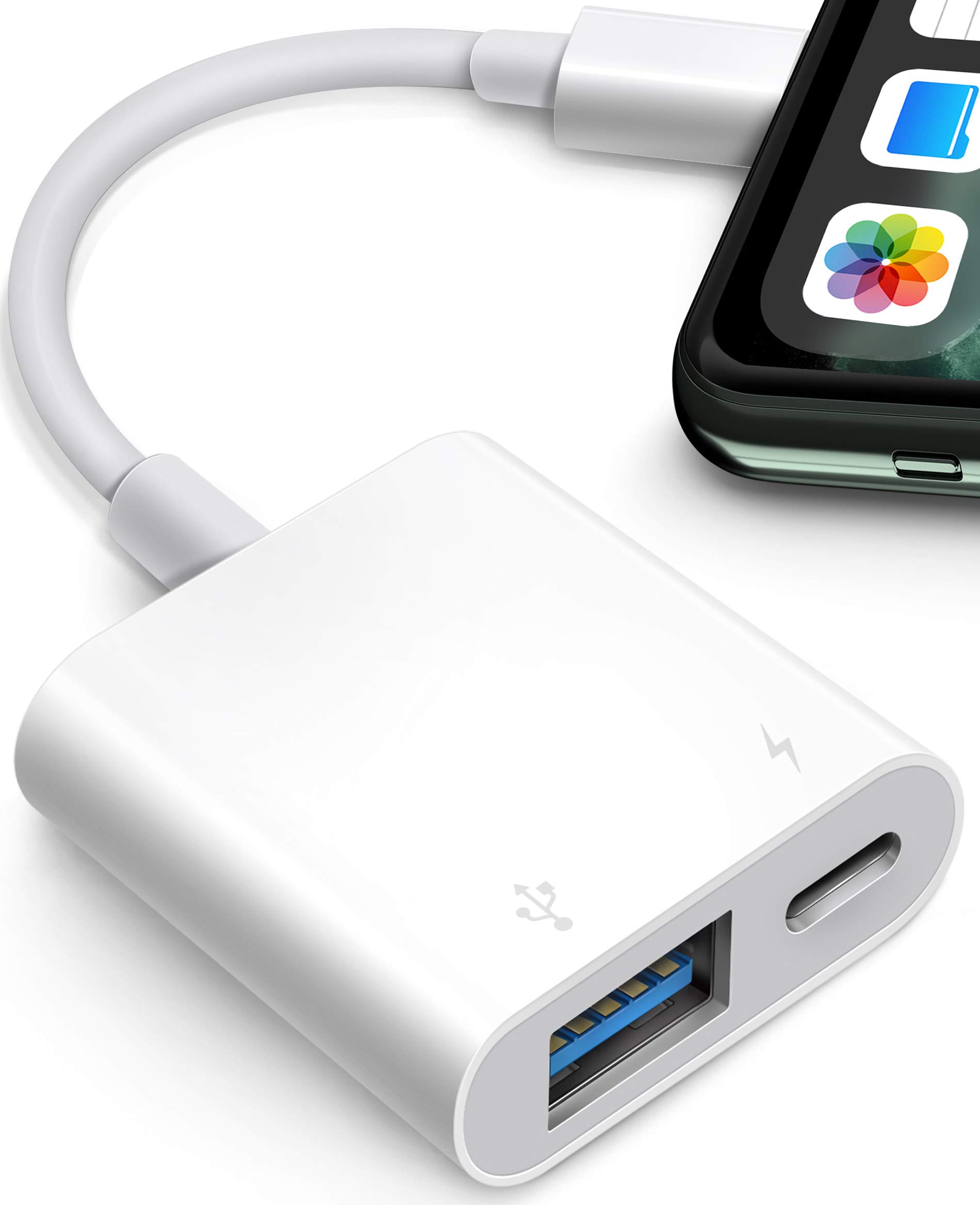 USB Adapter for iPhone/iPad, L?ghtn?ng to USB Female OTG Adpater,USB3 to iPad Adapter with Charging Port,Supports FlashDrives,MIDI,SD Card Reader and Mouse,Plug&Play