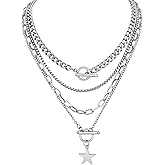 Sacina Goth Layered Star Choker Necklace, Gothic Punk Grunge Emo Necklace, Christmas Jewelry Gift for Women