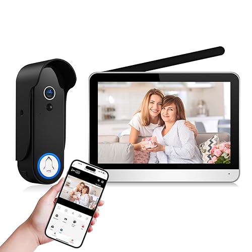 VKJ Wireless doorbell Camera with Touch Monitor Screen, 1080P, No