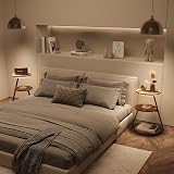 ARTETHYS Side Table Round 3-Tier Shelves with 3 LED Colors Rustic Brown view 7