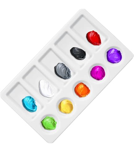 8-Well Porcelain Artist Paint Palette, Mixing Ceramic Watercolor Palette, Mixing Tray For Watercolor Gouache Acrylic Oil Painting 8 Inch