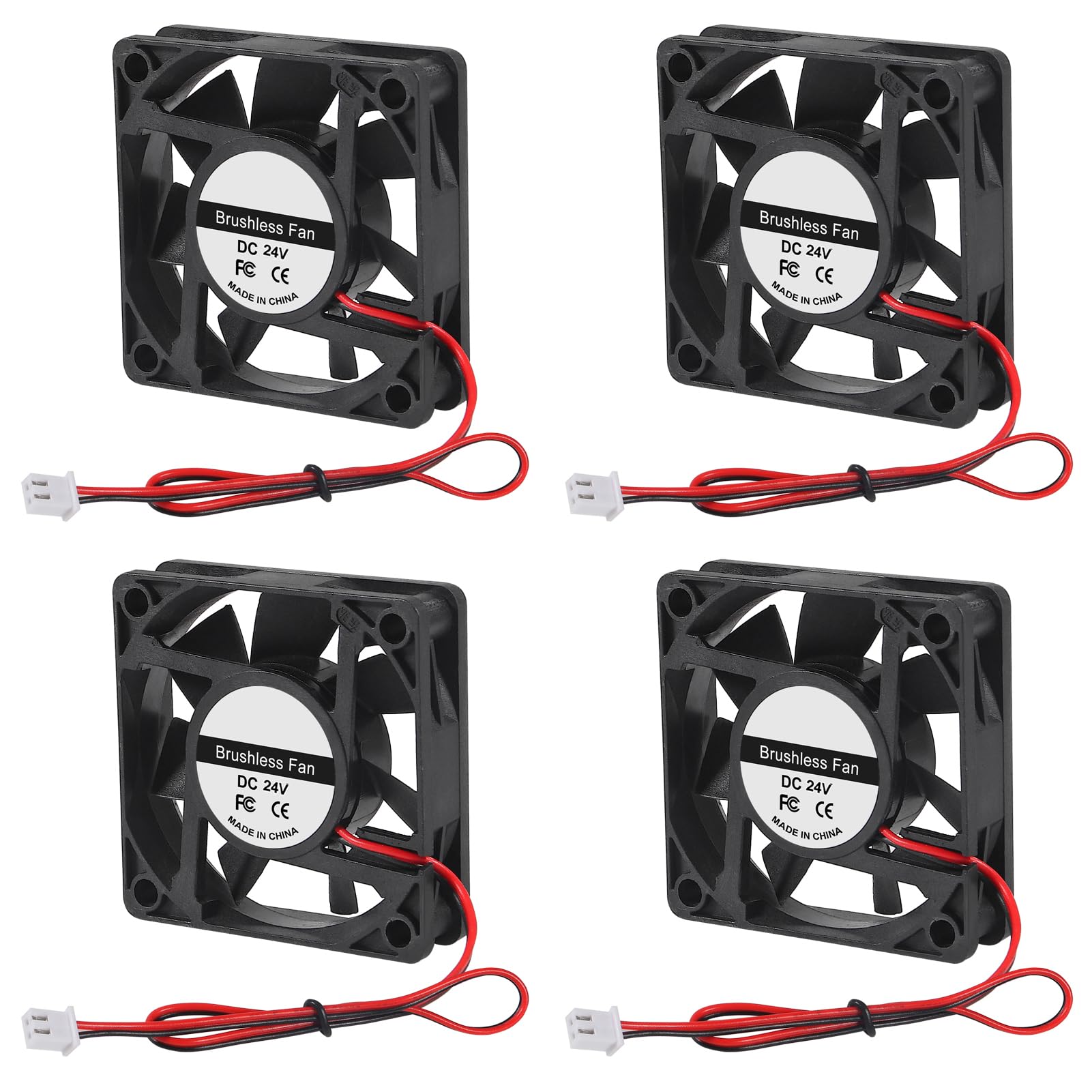 Photo 1 of 4Pcs 60mm Brushless Cooling Fan 6015 DC 24V 2.36in 60mm x 60mm x15mm 2 Pin Fan for 3D Printer Extruder DIY Computer CPU Cooling
