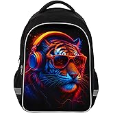 HiMagics School Backpack for Boys 17" Boys Backpack for Kids Children Teens Elementary Middle School - Students Bookbag Ages 6-18 Travel Back Pack Tiger