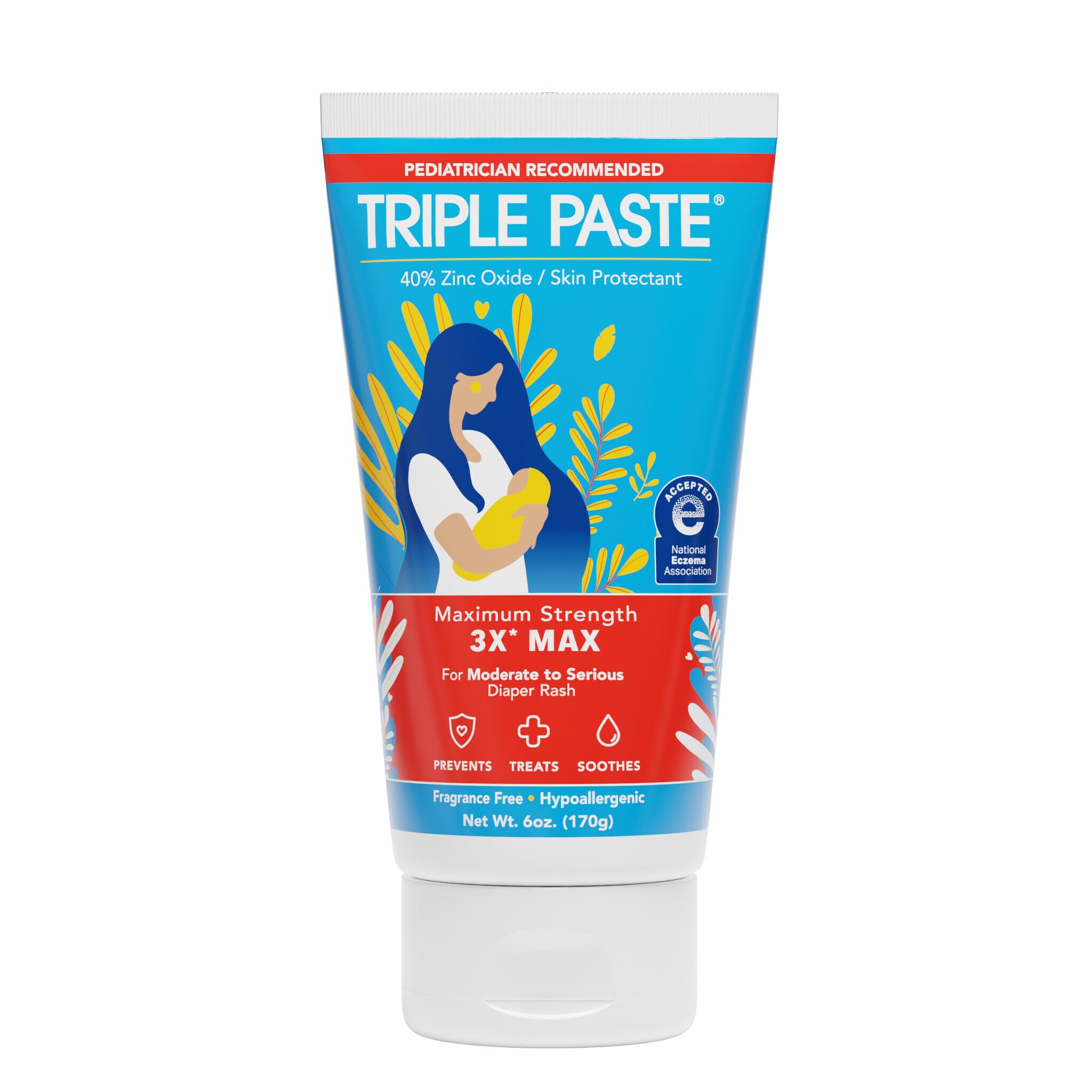 Triple Paste 3X Max Strength Diaper Rash Ointment, 40% Zinc Oxide, 6 oz
