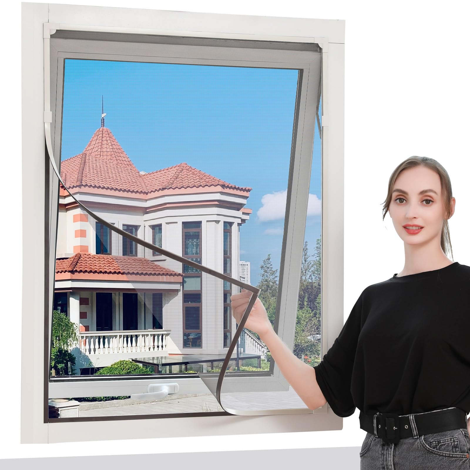 DIY Adjustable Magnetic Fly Screen Window Screen Fits Max 89X142cm Window Net Magnetic Mesh — image 1