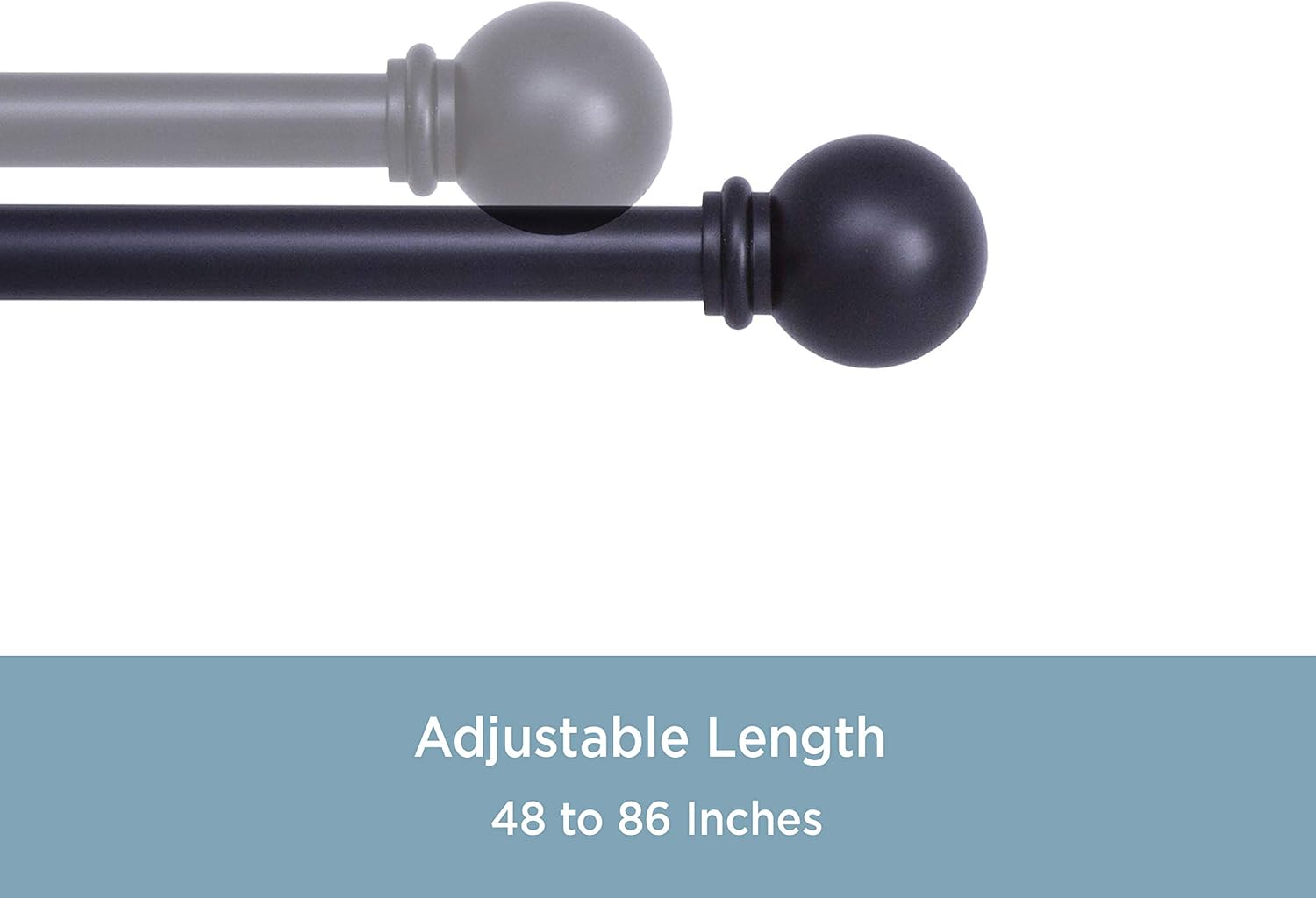 Kenney Chelsea 5/8" Standard Decorative Window Curtain Rod, 48-86", Black: Home & Kitchen