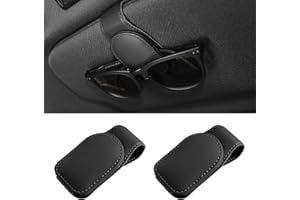 Duhome Sunglasses Holders for Car Sun Visor, Magnetic Leather Glasses Eyeglass Hanger Clip for Car, Ticket Card Clip Eyeglasses Mount, Car Visor Accessories (2PCS,Black)