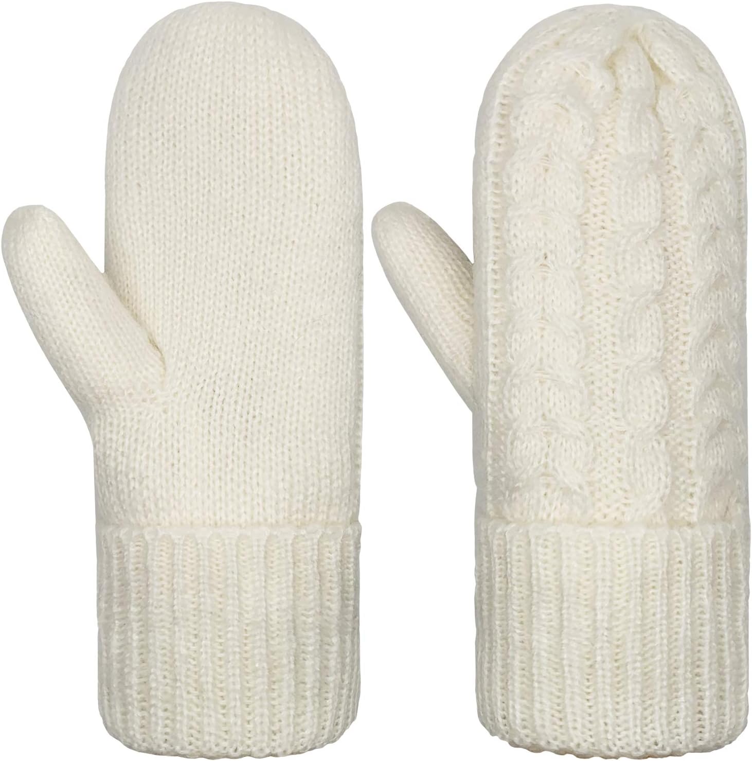 Women's Winter Gloves Warm Lining Cozy Wool Knit Thick Gloves(White) Amazon.ca Luggage & Bags