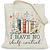 Book Lovers Gifts Tote Bag for Bookish Readers, Aesthetic Book Tote Bag for Librarian Teacher, Medium Size with Inner Pocket