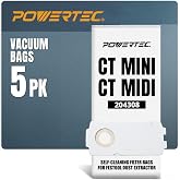POWERTEC 204308 Selfclean Filter Bags for Festool CT MINI, CT MIDI (from 2019 onwards) and CT15 Dust Extractor, Vacuum Bags for Festool CT Mini/Midi-2, 5 Pack (75085)