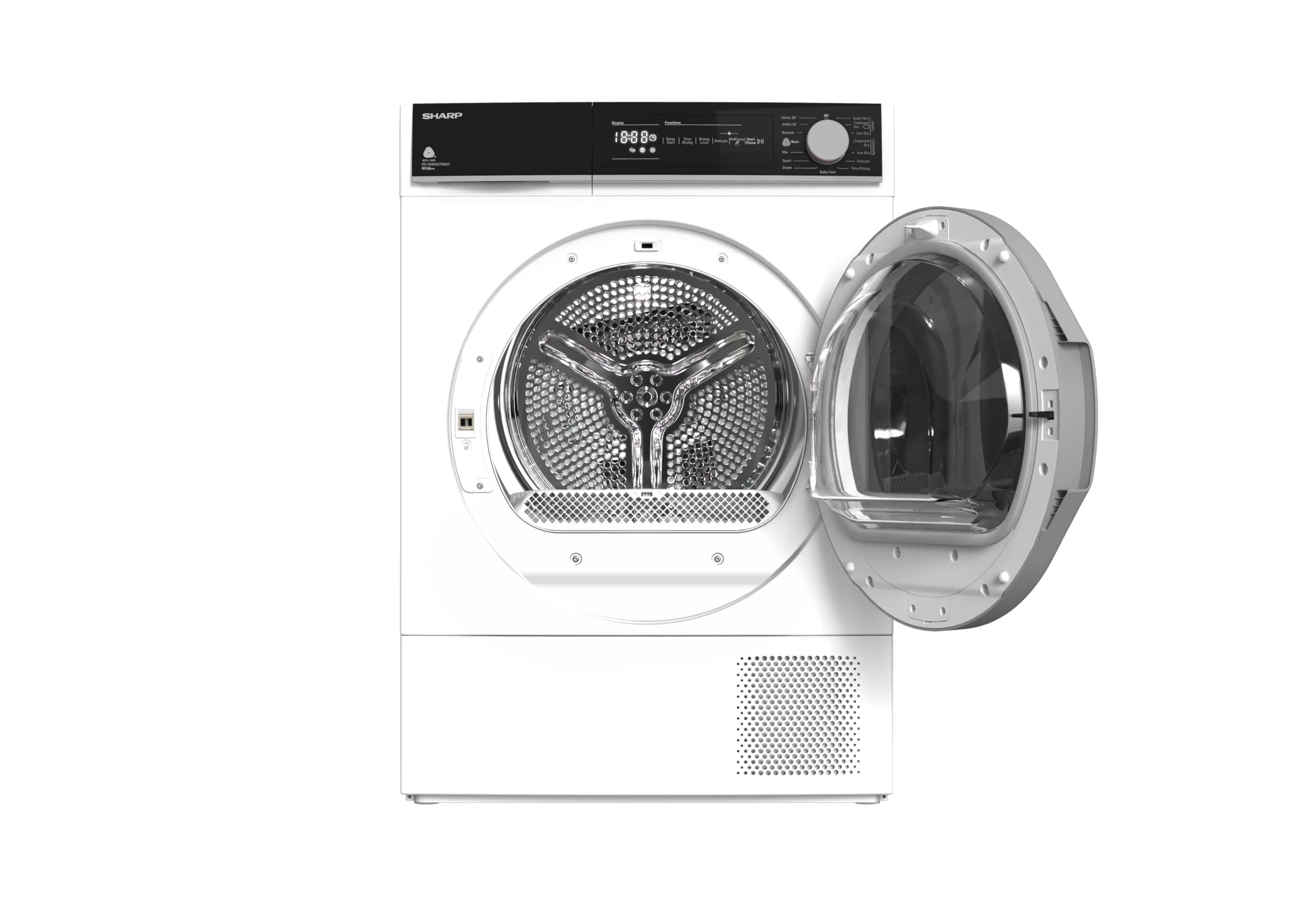 Sharp KD-NHH8S7GW21-EN, Free Standing, 8KG, Heat Pump Tumble Dryer, A++ Energy Rating, White