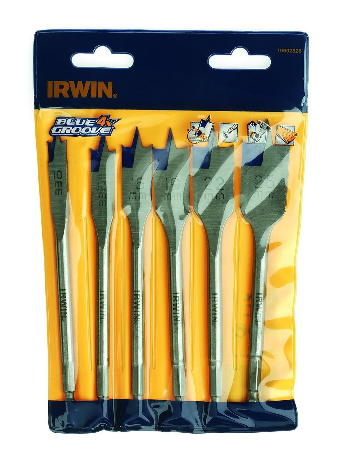 Irwin 10502826 4X-Speed Blue Groove Flat Bit Set (6 Pieces), IRW10502826