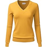 LALABEE Women's V-Neck Long Sleeve Soft Stretch Pullover Knit Top Sweater (S~XXL)