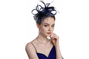 Litter Star Women Fascinators Hat Elegant Mesh Feather Headband with Clip Kentucky Derby Hat for Tea Party Cocktail Events