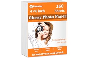 Reastar 4x6 Glossy Photo Paper, 160 Sheets Picture Paper for Inkjet Printer, 180gsm/48lb