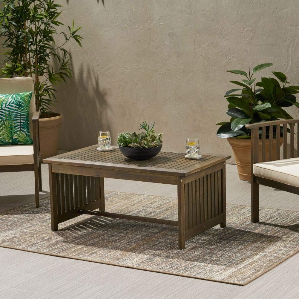 Christopher Knight Home Grace Outdoor Acacia Wood Coffee Table, Gray Finish : Garden & Outdoor