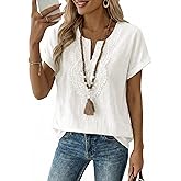 EVALESS Womens Tops Summer Trendy Dressy Casual Boho V Neck Short Sleeve Shirts Work Business Cute Loose Blouses