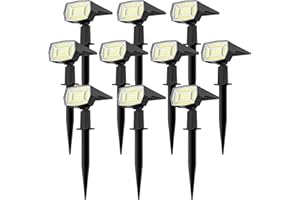 Fabrito 72 LEDs Solar Spot Lights Outdoor Waterproof, 3 Modes Landscape Spotlights, Dusk to Dawn Solar Powered Flood Wall Lights for Outside, Solar Garden Lights for Yard Porch 10 Pack (Cool White)