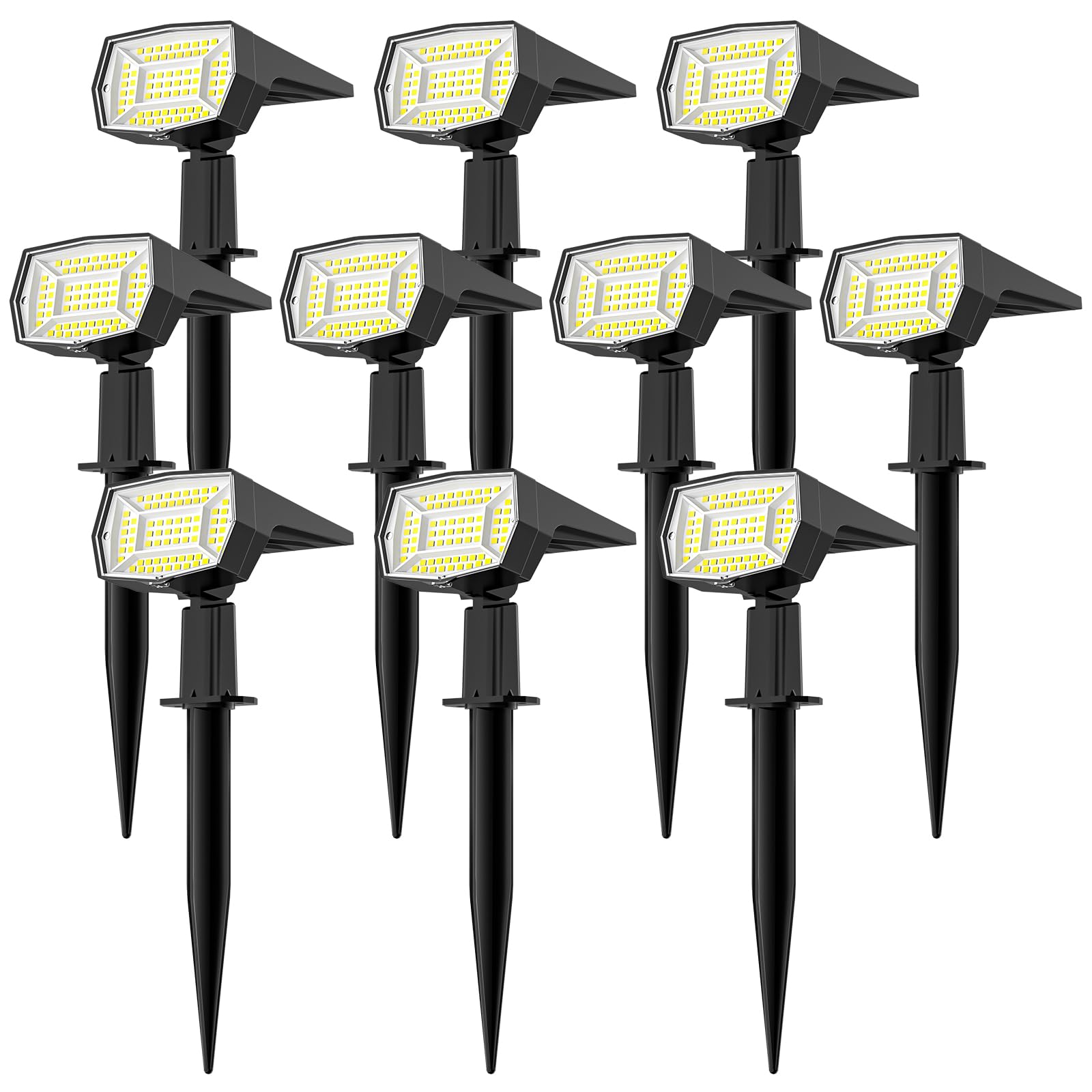 Photo 1 of Fabrito 72 LEDs Solar Spot Lights Outdoor Waterproof, 3 Modes Landscape Spotlights, Dusk to Dawn Solar Powered Flood Wall Lights for Outside, Solar Garden Lights for Yard Porch 10 Pack (Cool White)