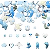 Decoendiy 50pcs Ceramic Flower & Animal Shaped Beads, Heart Star Shapes, Handmade Porcelain Painted, Loose Spacer Beads for Jewelry Making DIY Crafts