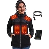 caleforra 12V Fleece Heated Jackets for Women with 15000mAh Battery Pack Included Heated Coat Hoodie