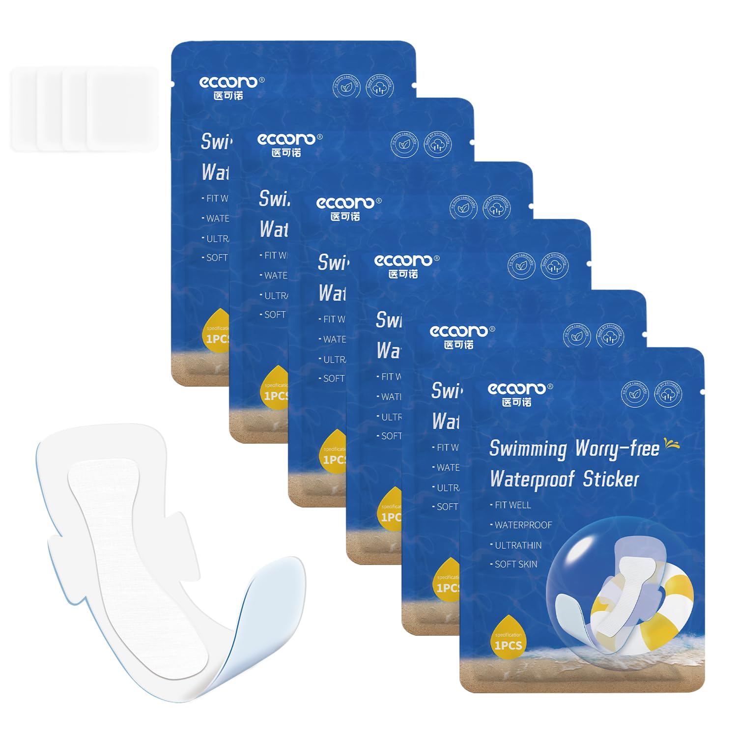 Photo 1 of 4pack KMXNVB Waterproof Swimming Pads for Women, Skin Friendly Private Area Protection, Waterproof Private Patches, Dirt Prevention for Swimming, Daily Activities, Bathing, Spa & Water Sports