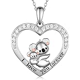 Koala Necklaces for Women 925 Sterling Silver Heart Koala Mother Necklace Cute Animal Mother Jewelry Gifts for Women Mom