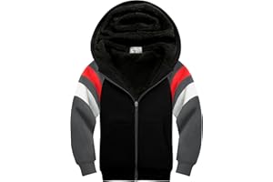 Ceoutdoor Fleece Jacket for Boys Sherpa Lined Hoodie Zip Up Sweatshirts Teenage Kids Winter Warm Coat Outwear, Size 6-15
