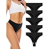 voenxe Seamless Womens Thong Underwear,High Waisted Tanga Woman No Show Panties,Breathable Workout Comfortable Undies,5 Pack