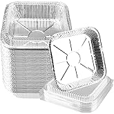 TAICHEUT 40 Pack 8" x 8" Square Aluminum Foil Pans with Clear Lids, Disposable Foil Containers Aluminum Foil Trays for Cookin