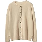 G Guzemor Women’s 100% Merino Wool Cardigan Sweater Crew Neck Long Sleeve Knit Casual Button Down Lightweight Tops Outwear