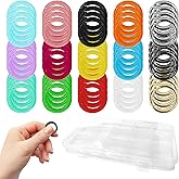 60 Pcs Metal Spring O Rings Clip, 15 Colors Round Carabiner Clips Trigger Spring Snap Keyring Buckle Hook for Keychain, Bags, Purses, Paper, DIY Ring Clip with Storage Box