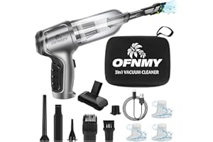 OFNMY Wireless Handheld Car Vacuum Cleaner,Mini Car Vacuum Cleaner,15000Pa High Power Cordless Vacuum Cleaner,3 in 1 Portable Handheld Car Vacuum Cordless for Car,Office and Home Cleaning, Grey+black