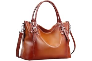 HESHE Genuine Leather Purses and Handbags for Women Tote Shoulder Bag Satchel Purse Top Handle Bags Hobo Crossbody Purse
