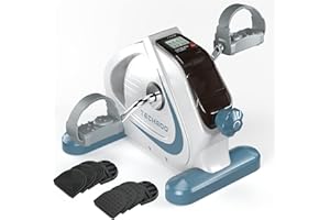 TECHMOO Under Desk Bike Pedal Exerciser Portable Mini Home Exercise Bike with 5LBS Flywheel Sitting Peddler Exerciser for Seniors Legs and Arms Trainer Physical Therapy Equipment Fitness Exercise Bicycle