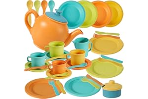 Buyger Kids Kitchen Accessories and Tea Set for Kids, Toddler Play Kitchen Toy Dish Plates Utensils Dinnerware Set Pretend Role Play Gifts for Ages 3-5 3 4 5 Years Olds Kids Children Boys Girls