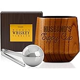 Onebttl Husband Gifts Engagement Gift for him, Charred Wooden Bourbon Drinking Glass, Whiskey Bourbon Gifts for Men - Wooden Old Fashioned Glass for Men, Dad, or Brother