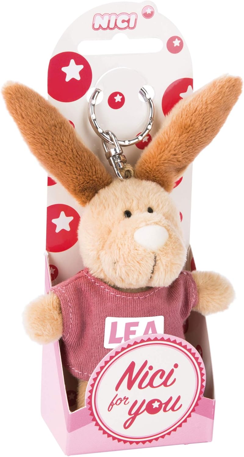NICI Lea 44634 Keyring Rabbit with T-Shirt 10 cm, Beige - Image 3