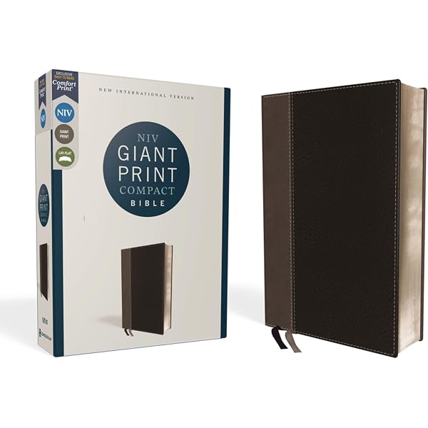 NIV, Giant Print Compact Bible, Leathersoft, Brown, Red Letter